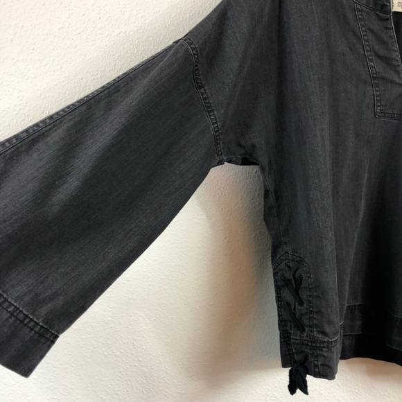Madewell | Black Denim Lace Up Top - Picture 5 of 6